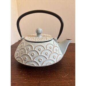 Blue Gray Fish Scale Design Cast Iron Japanese Teapot with Infuser  Tea Brewing‎